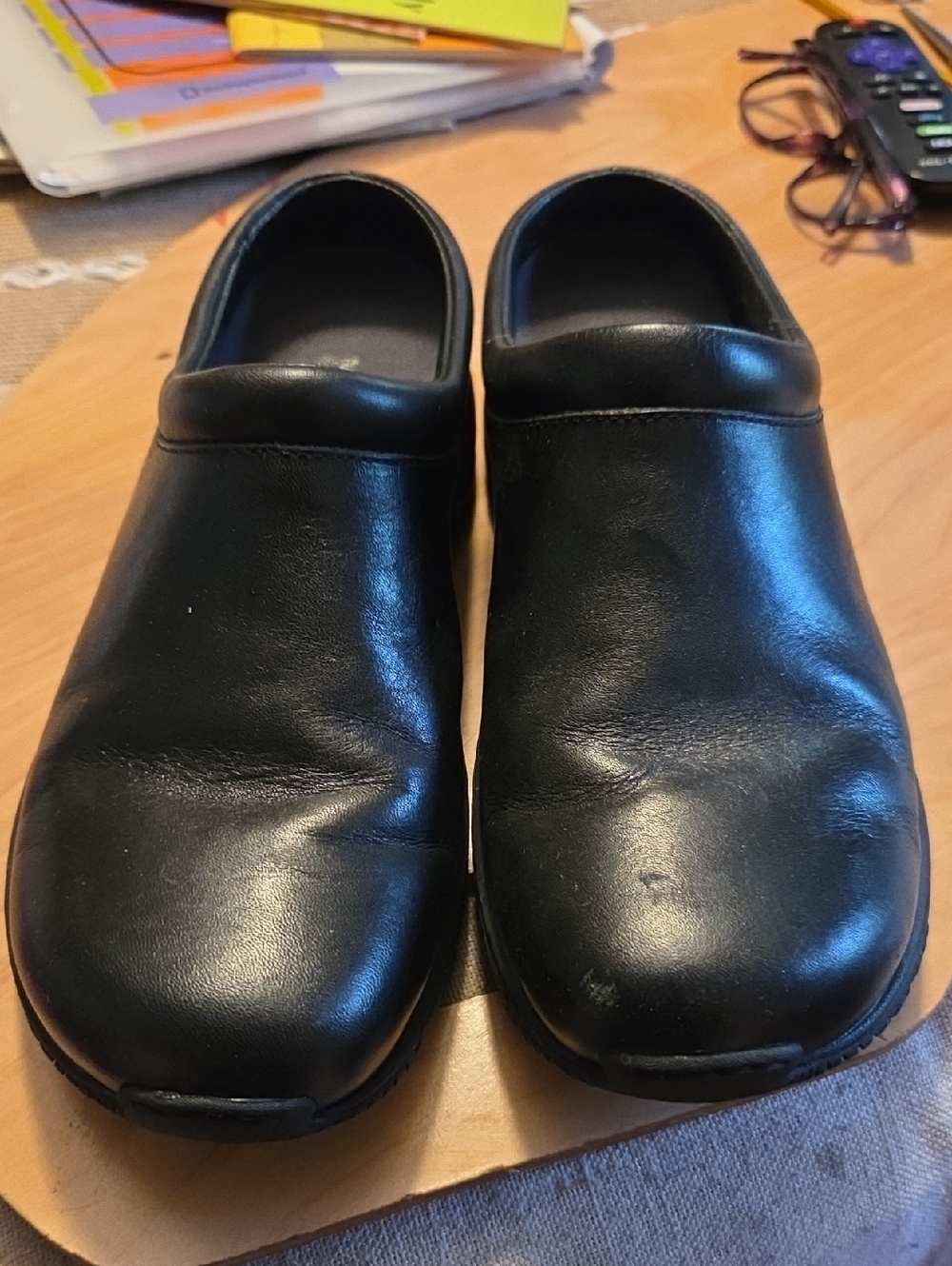 Merrell Black Leather Slip-On Women's Clogs